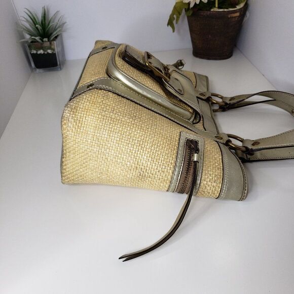 Coach MO5K-113 Legacy Leather & Straw Tote Handbag - Picture 7 of 16